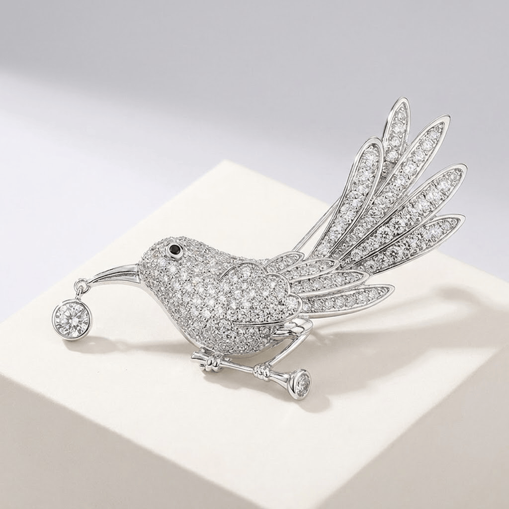 Crystal Bird Brooch