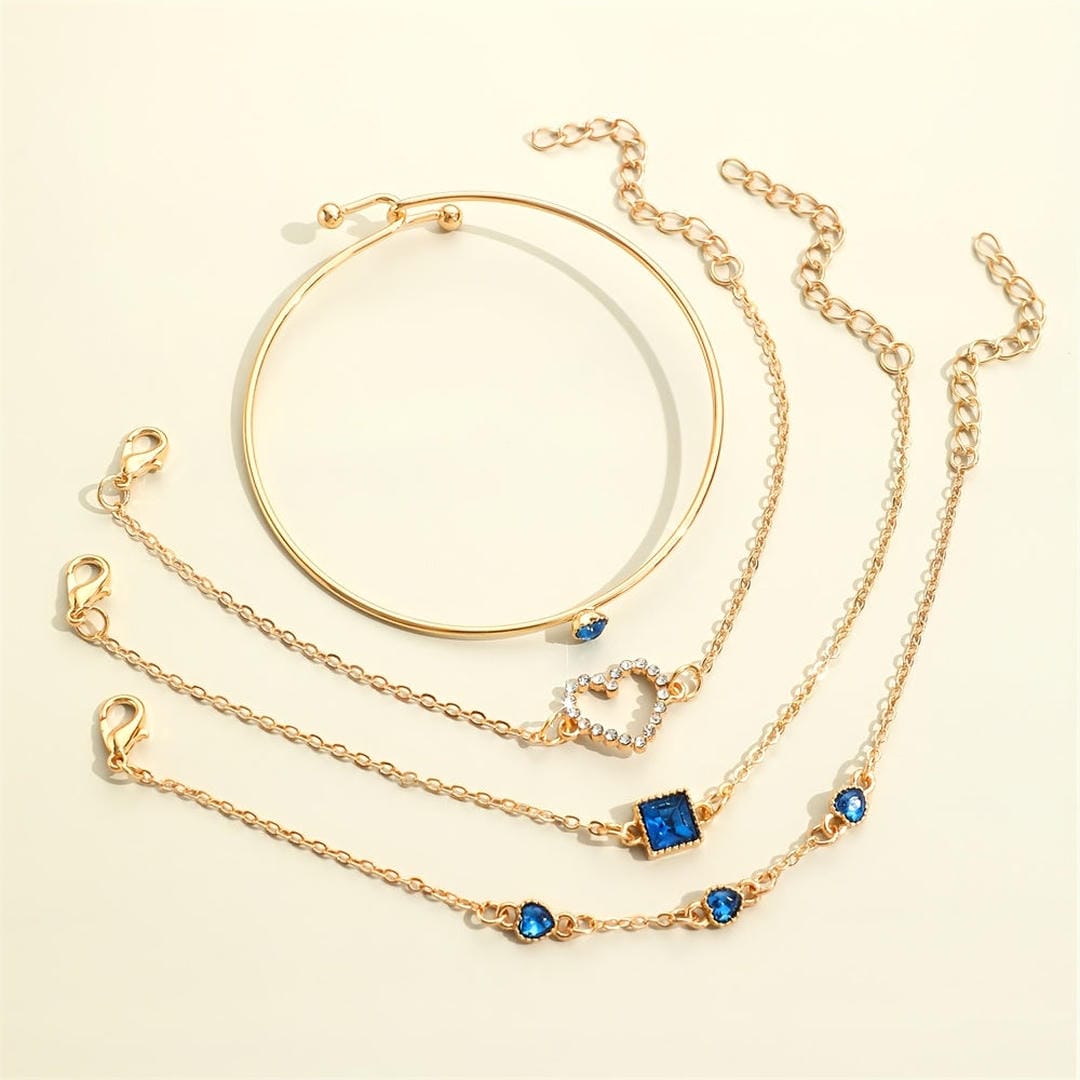 Sapphire Hearts Bracelet Set