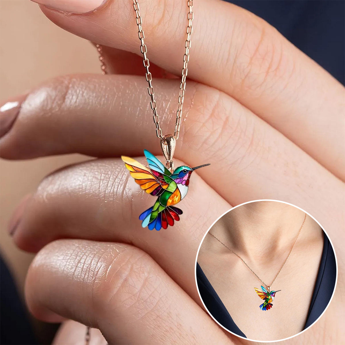 Colorful Hummingbird Necklace