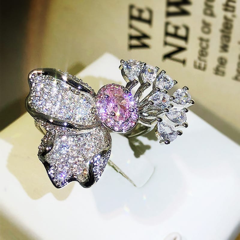 Sparkling Petal Ring (Adjustable)