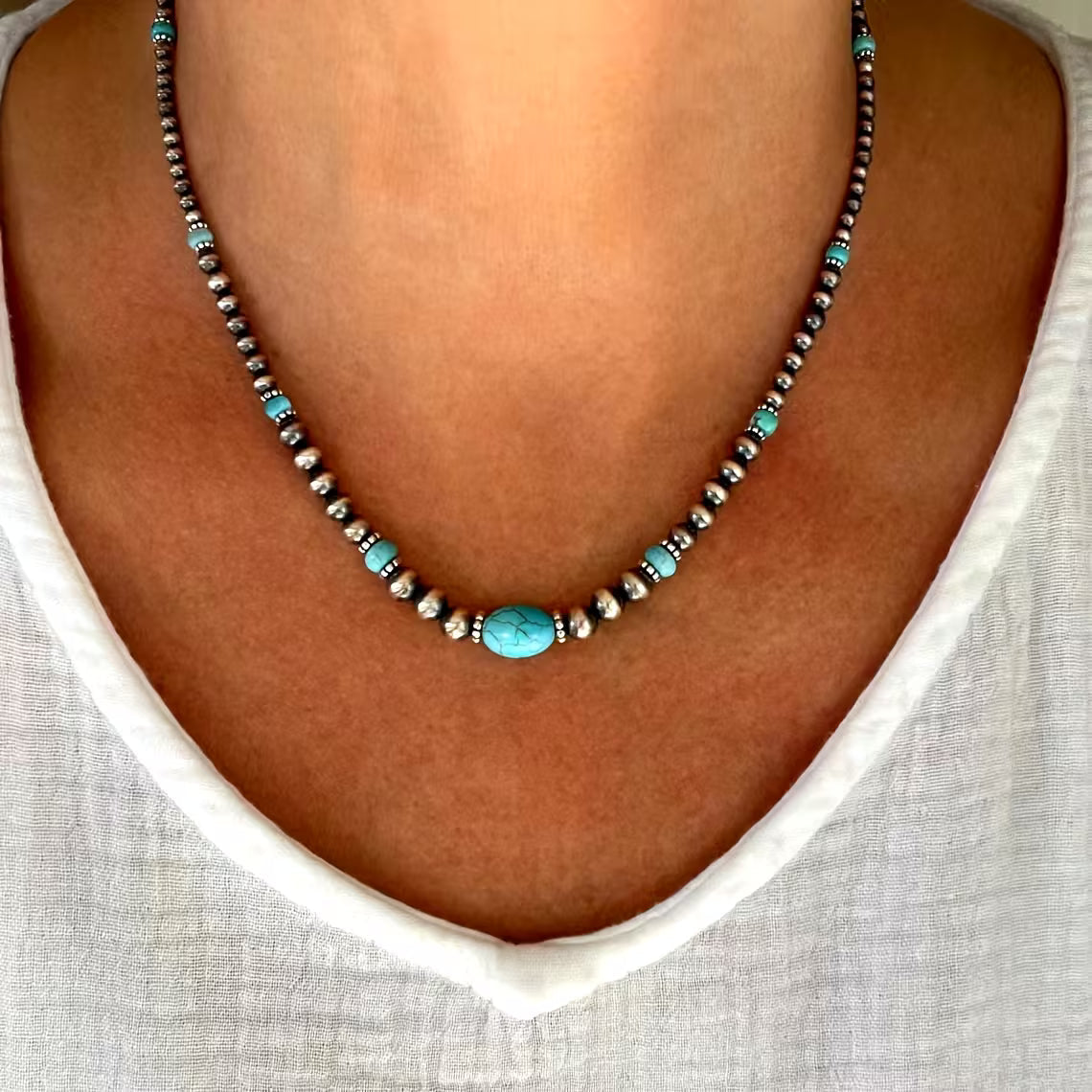 Turquoise Necklace and Earrings Set
