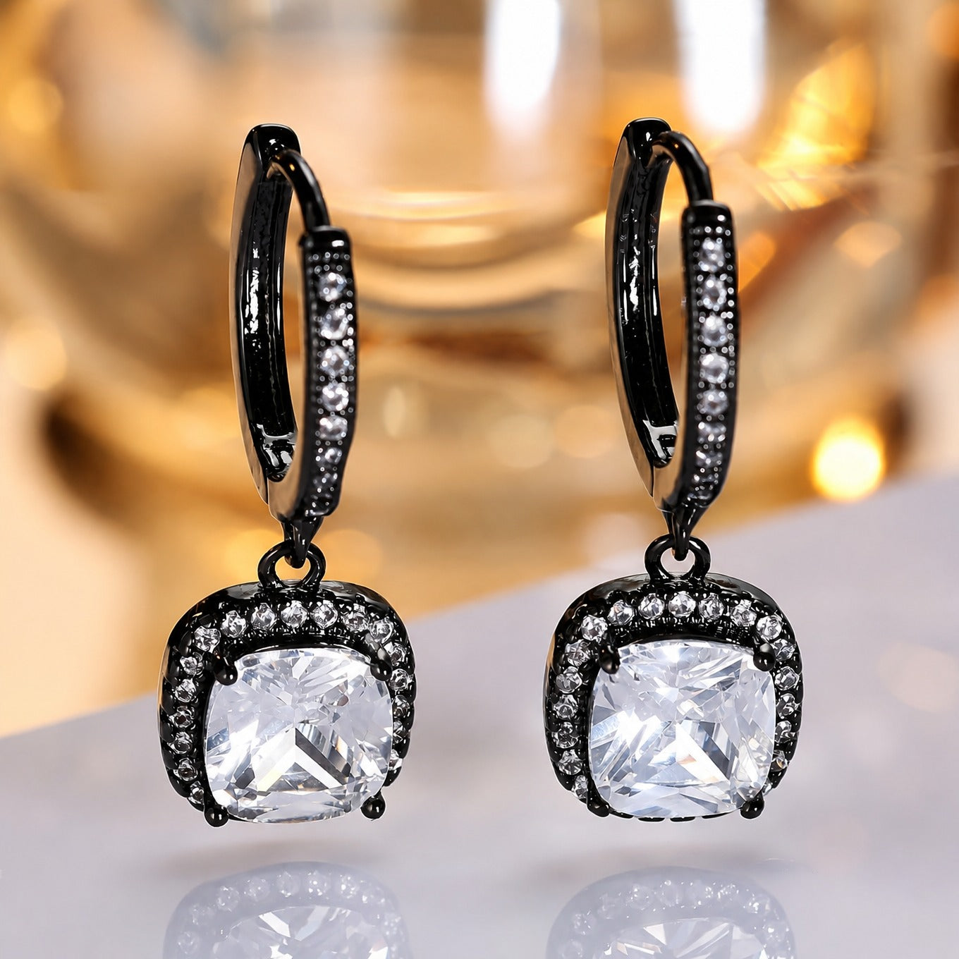 Elegant Gunmetal Black Vintage Earrings