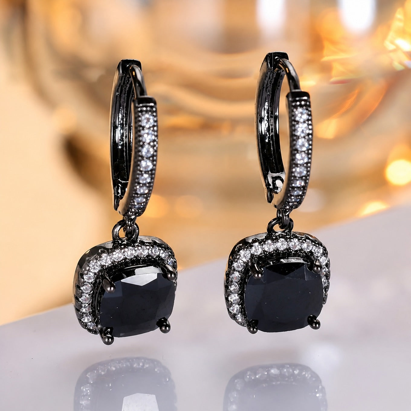 Elegant Gunmetal Black Vintage Earrings