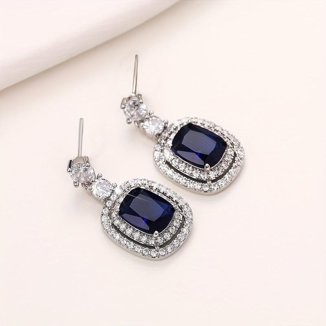 Oval Sapphire Paved Earrings