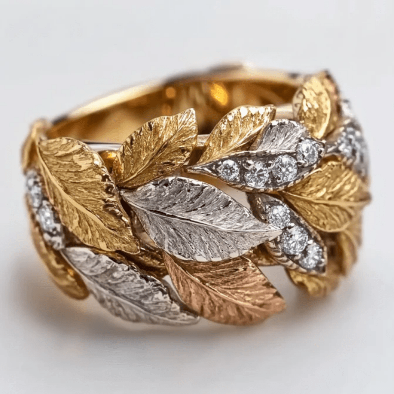 Unique Leaf & Zirconia Ring