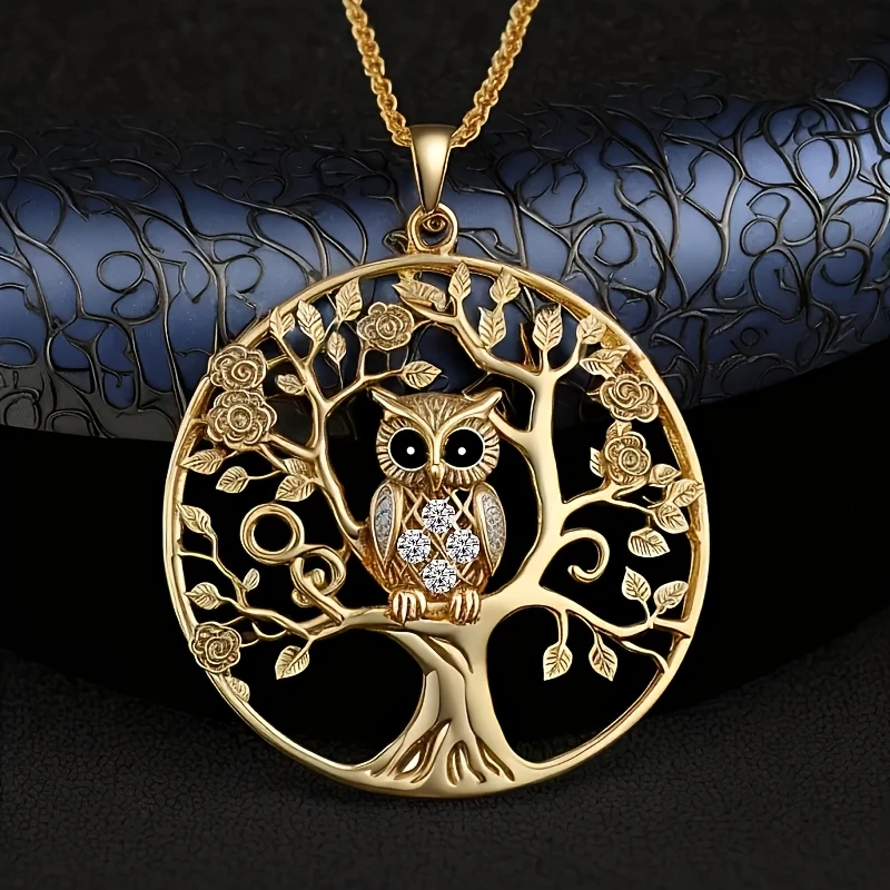 Golden Owl Tree of Life Necklace
