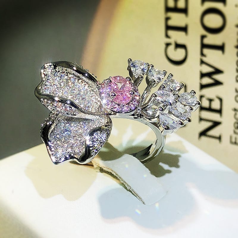 Sparkling Petal Ring (Adjustable)