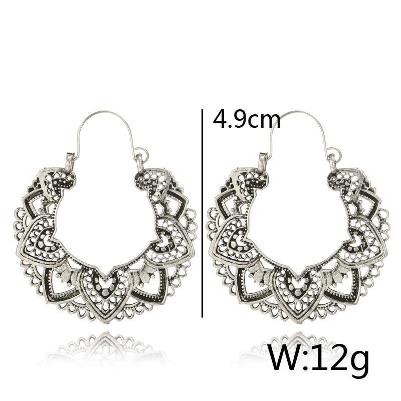 Boho Lotus Hoop Earrings