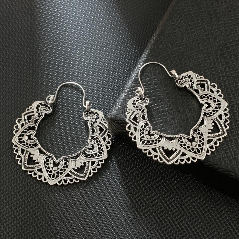 Boho Lotus Hoop Earrings