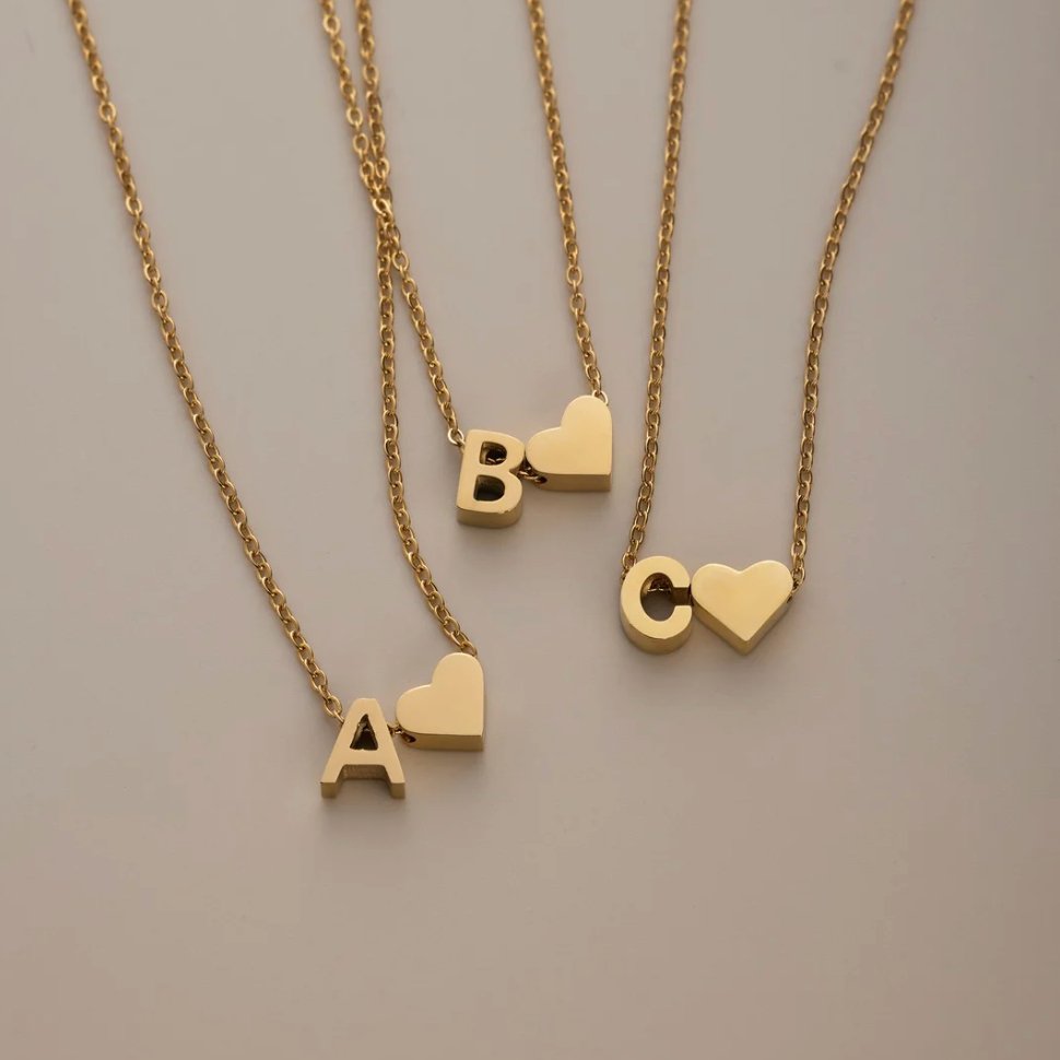 Timeless Initial Necklace with Heart Charm