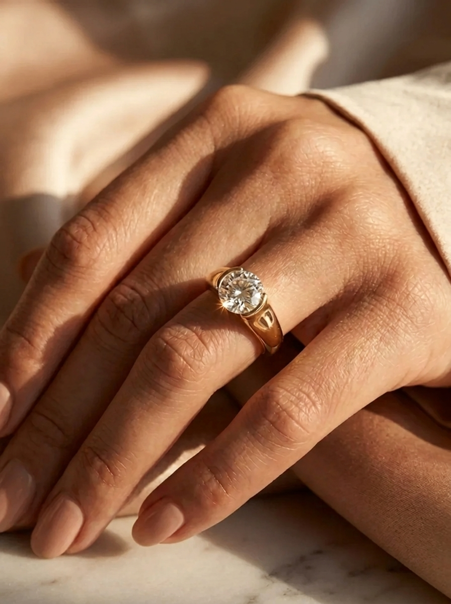 Elegant Vintage Gold Zirconia Ring