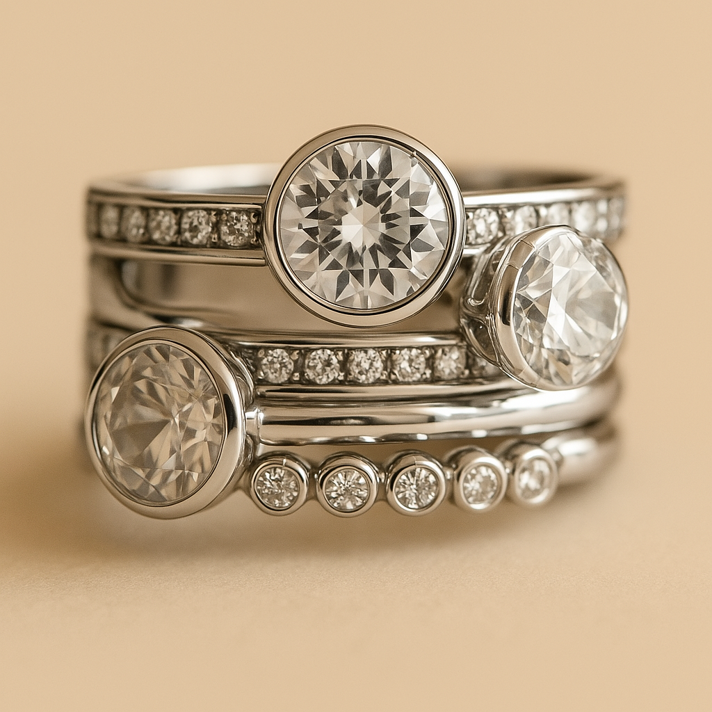 Elegant Silver & Crystal Layered Ring