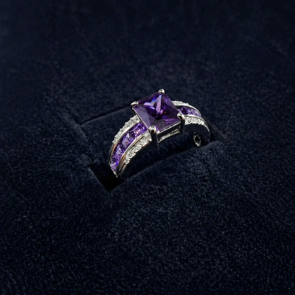 Elegant Lilac White Gold Ring