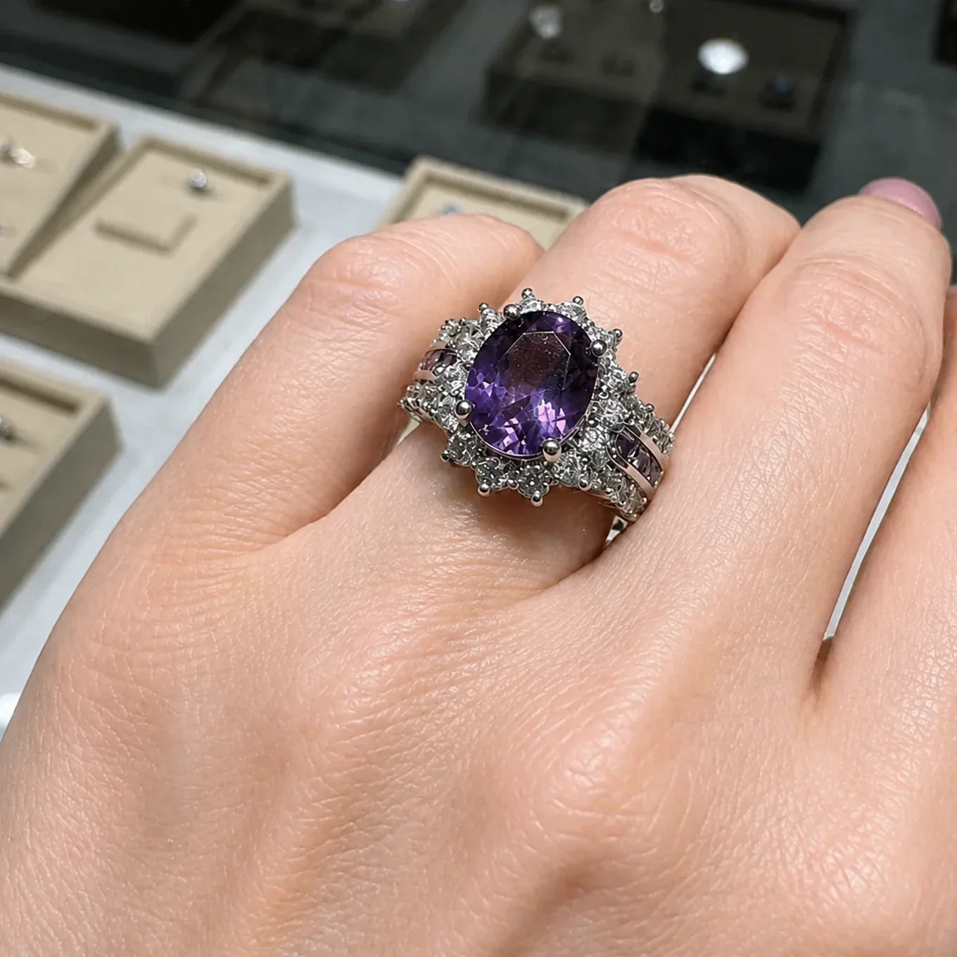 Sophisticated Amethyst Crown Gold Ring