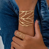 Elegant Vintage Cuff Bracelet with Leaf Motif