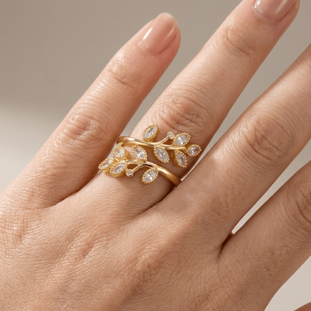 Gold Leaf Wrap Ring (Adjustable)