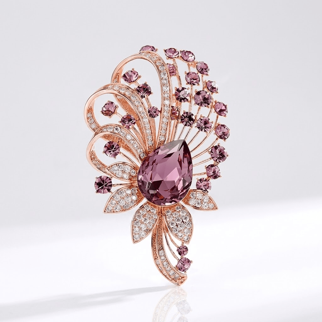 Rose Bloom Crystal Brooch