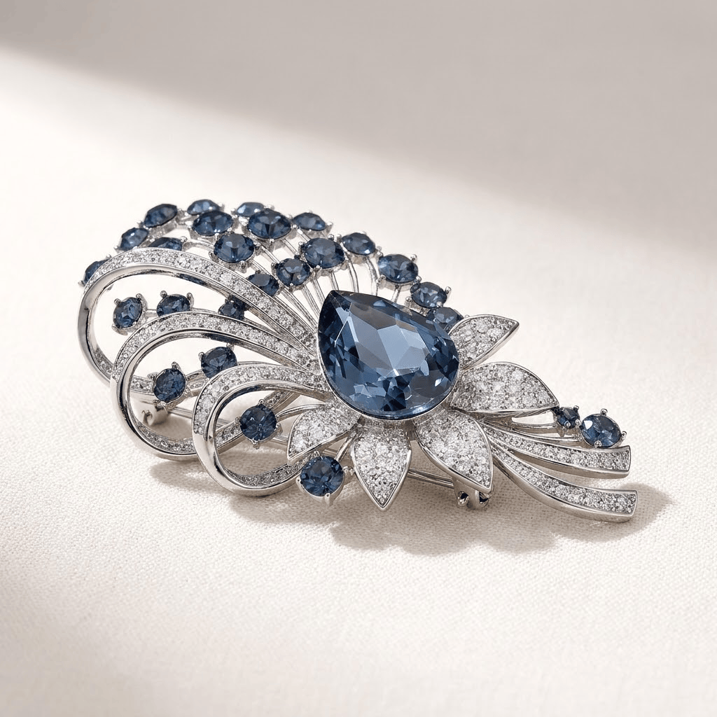 Rose Bloom Crystal Brooch