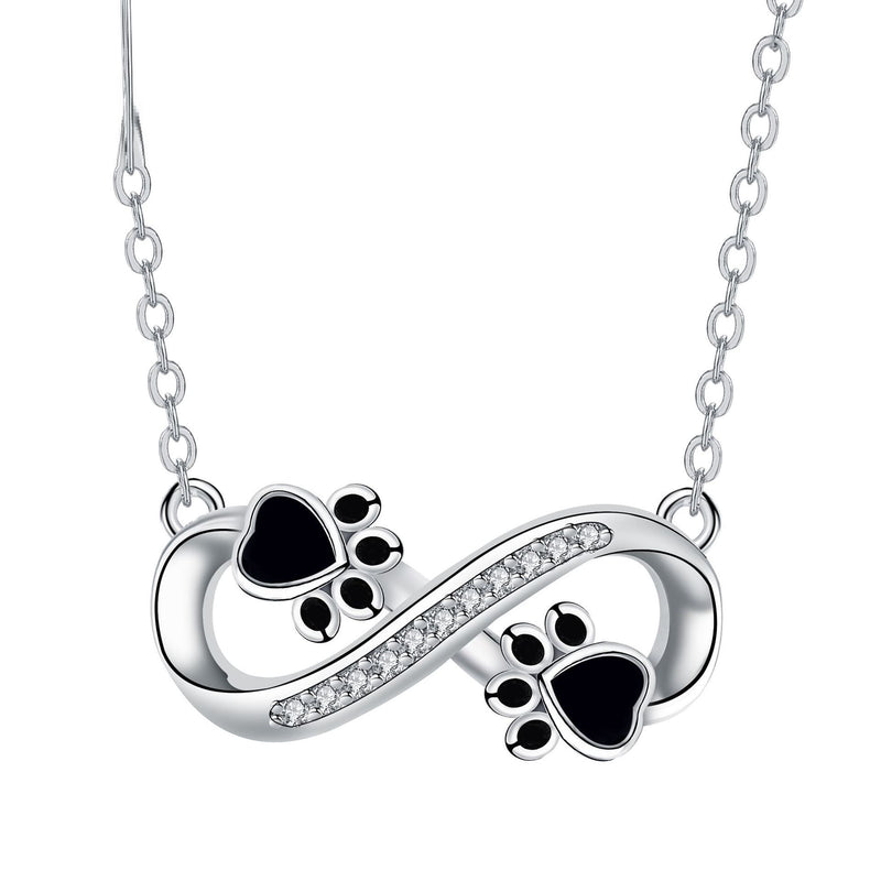 Infinity Paw Print Necklace with Zirconia