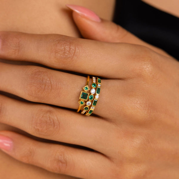 Alex - Unique Inlaid Zirconia Ring Set