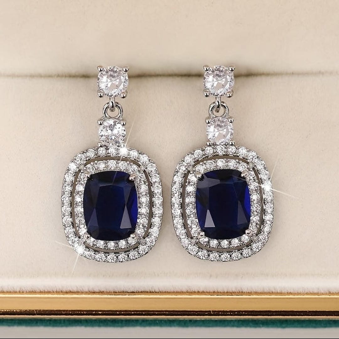 Oval Sapphire Paved Earrings