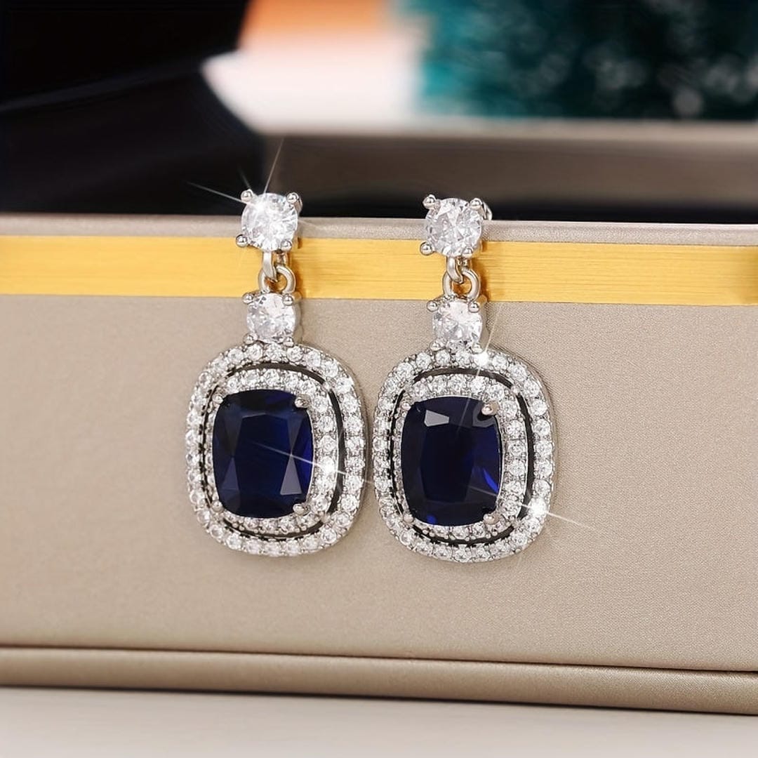 Oval Sapphire Paved Earrings