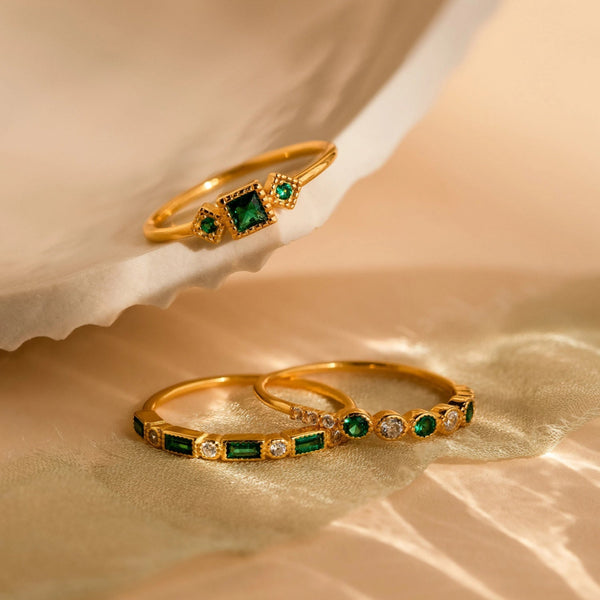 Alex - Unique Inlaid Zirconia Ring Set