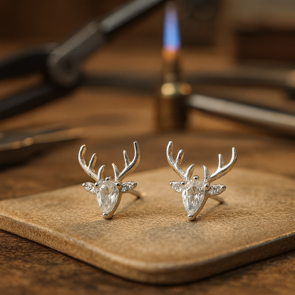 Antler Earrings With Clear Zircon