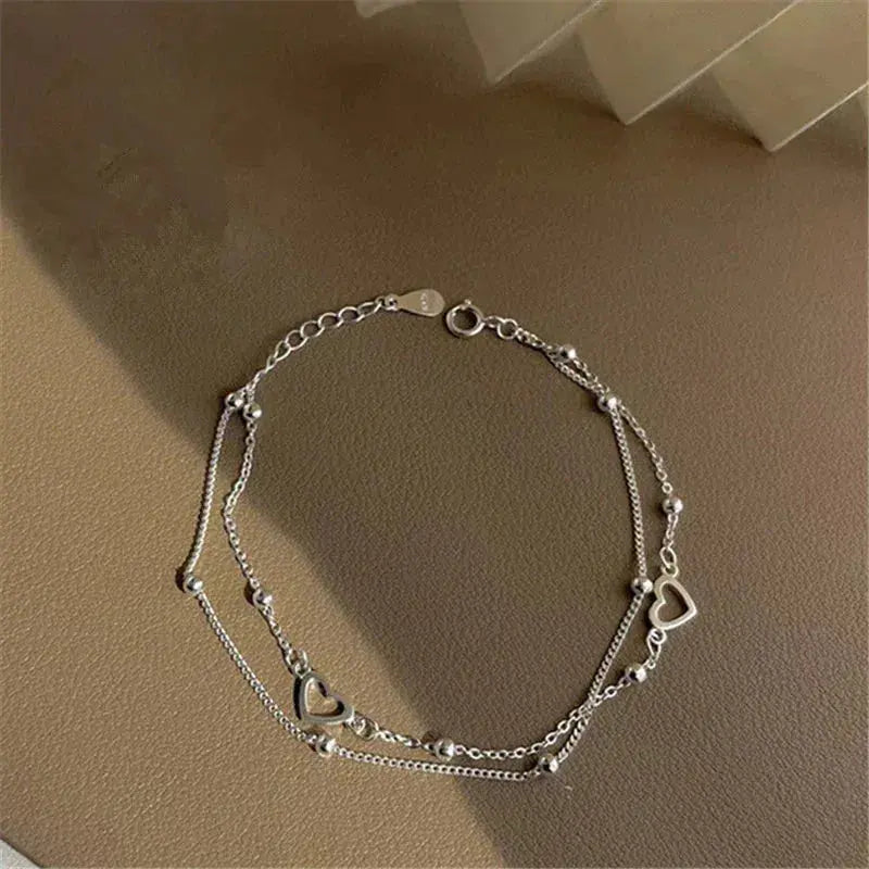 Silver Heart Bracelet with Customizable Fit