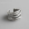Adjustable Layered Silver Ring