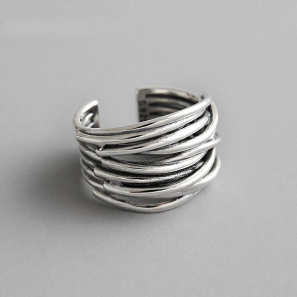 Adjustable Layered 925 Sterling Silver Ring