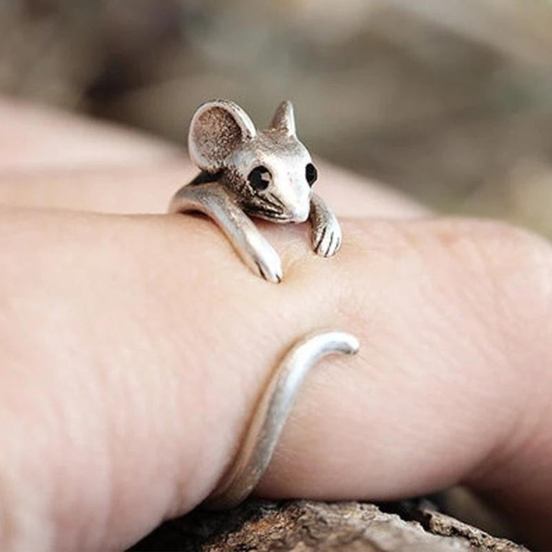 Adjustable Silver Mouse Ring