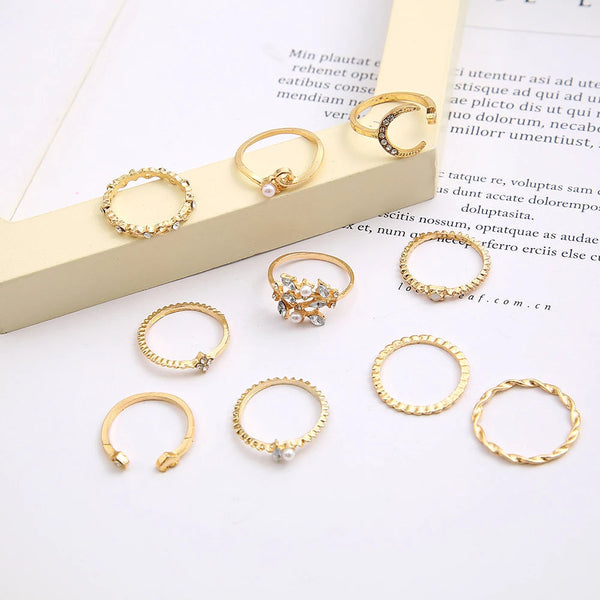 Bohemian Silver & Gold Rings Set