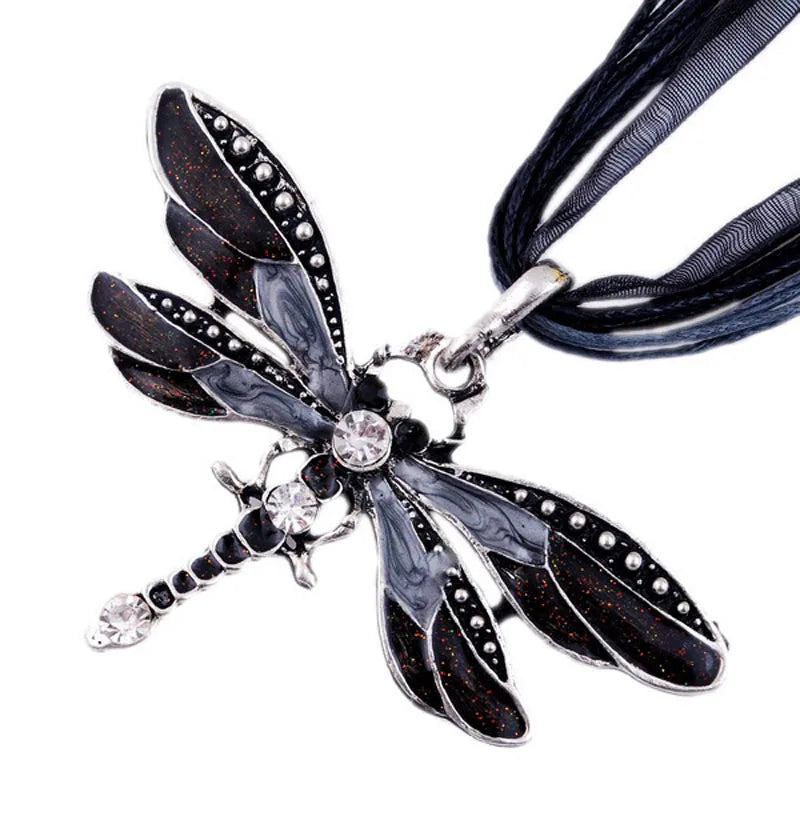 Crystal Dragonfly Pendant Necklace