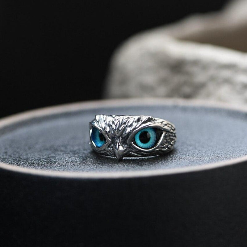 Adjustable Silver Opal Owl Ring
