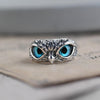 Adjustable Silver Opal Owl Ring