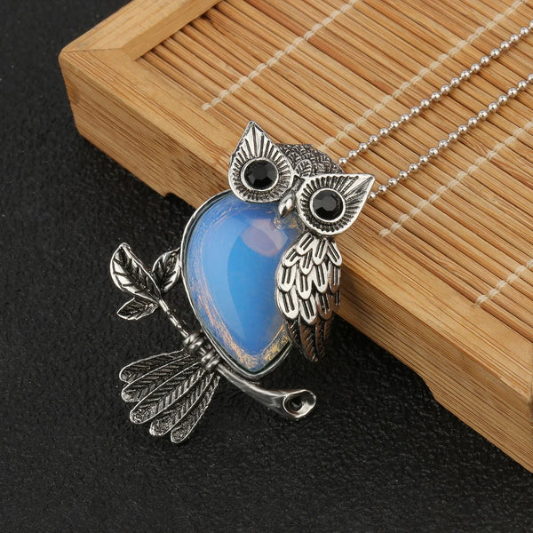 Crystal Owl Wisdom Pendant Necklace