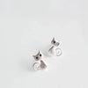 Silver Cat Stud Earrings