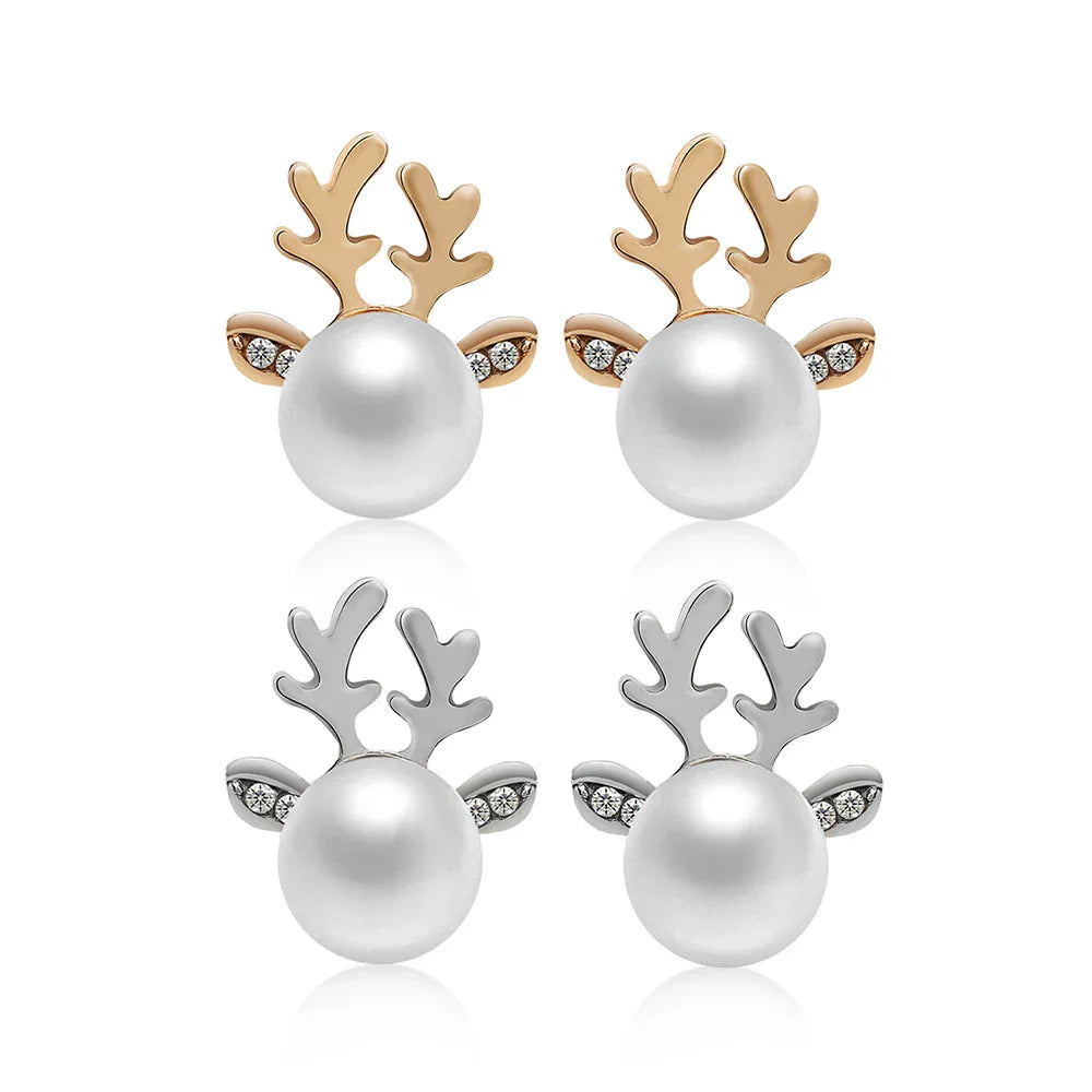 Christmas Reindeer Pearl Earrings