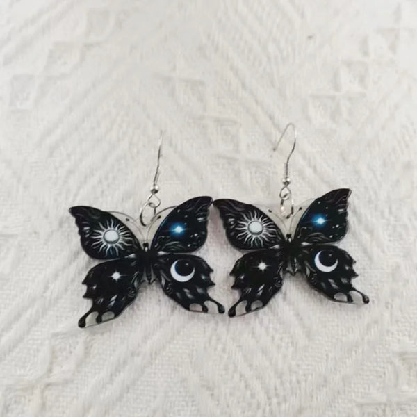 Sun Moon Butterfly Earrings