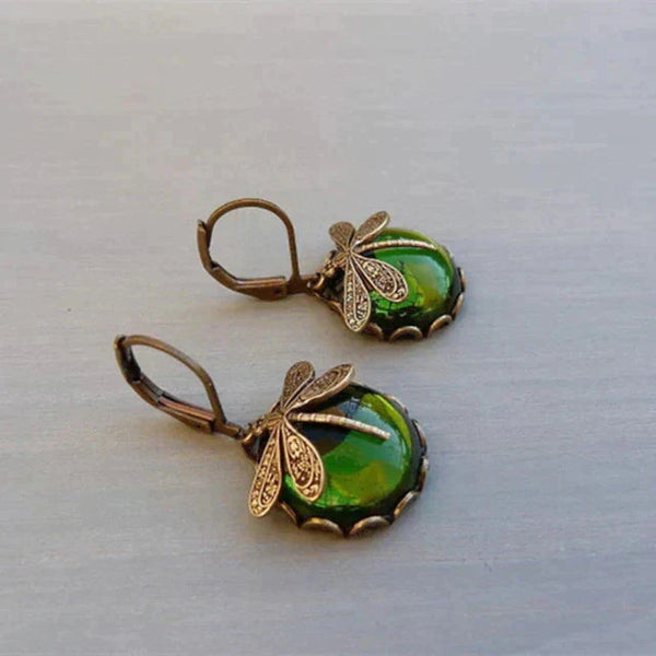 Antique Gold Dragonfly Earrings