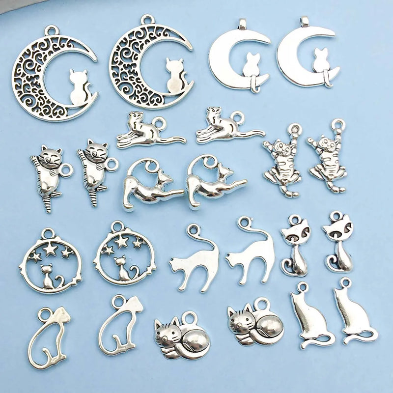 Vintage Silver Cat Charms Collection