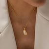 Gold Plated Oval Cat Eye Opal Necklace