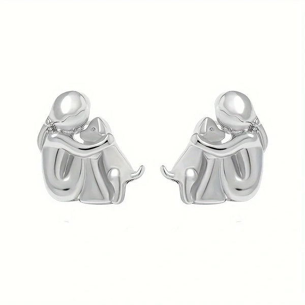 Silver and Gold Two-Tone Hug Earrings