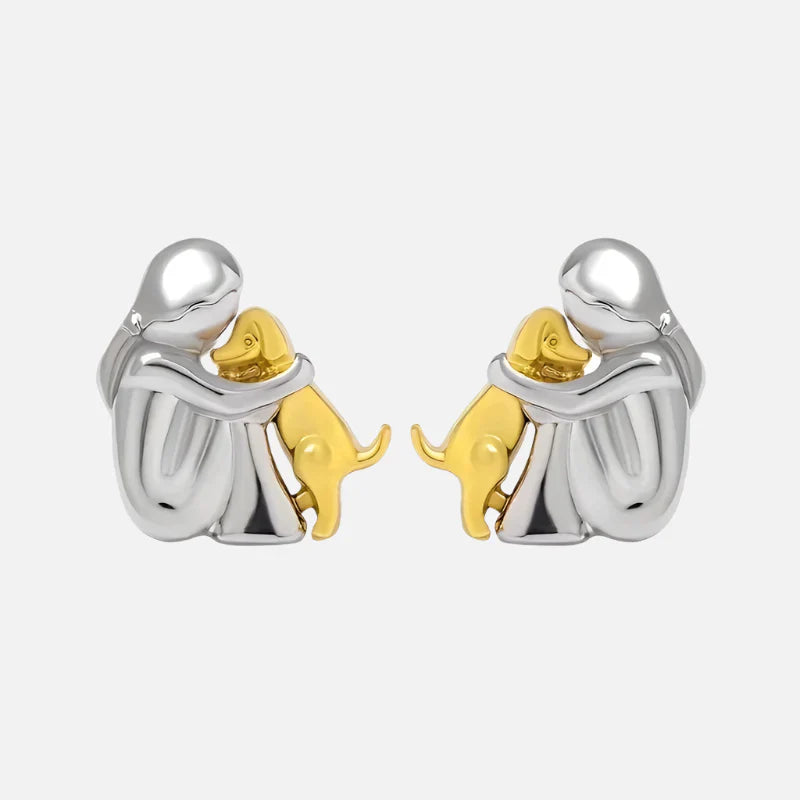 Silver and Gold Two-Tone Hug Earrings