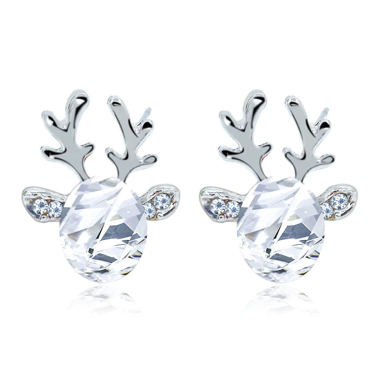Festive Reindeer Crystal Stud Earrings