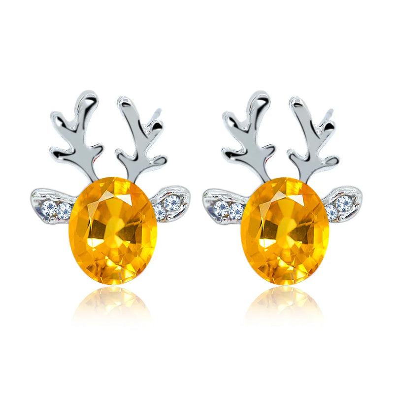Festive Reindeer Crystal Stud Earrings
