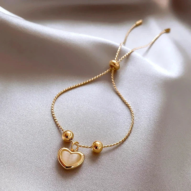 Gold Plated Opal Peach Heart Bracelet