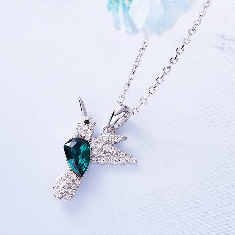 Hummingbird Sparkle Necklace with Zirconia