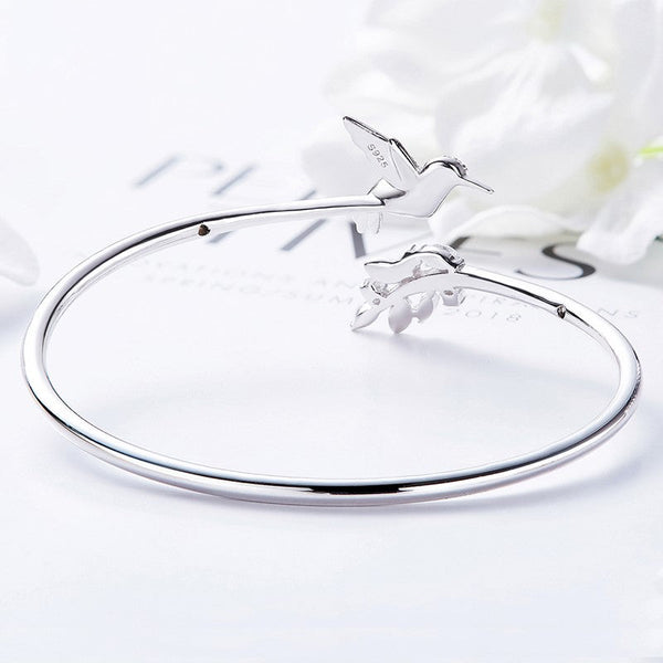 Adjustable Hummingbird Ring with Rhinestone Diamond